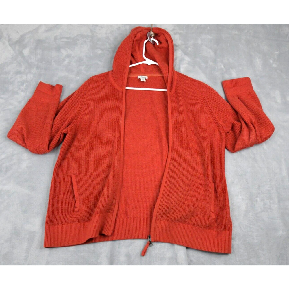 L.L. Bean Women's Red Hooded Cardigan
